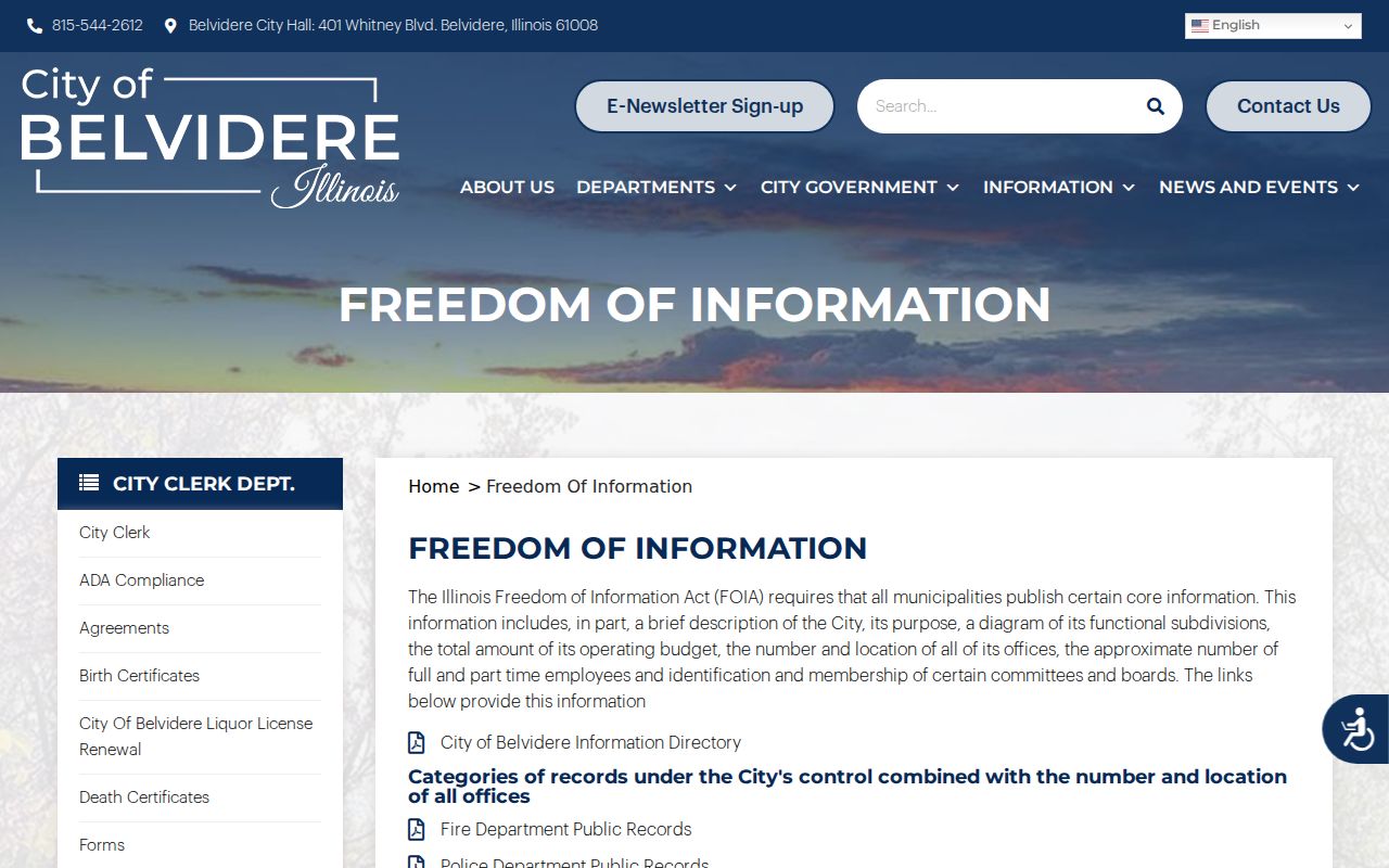 Belvidere neighbors city address keyed FOIA records