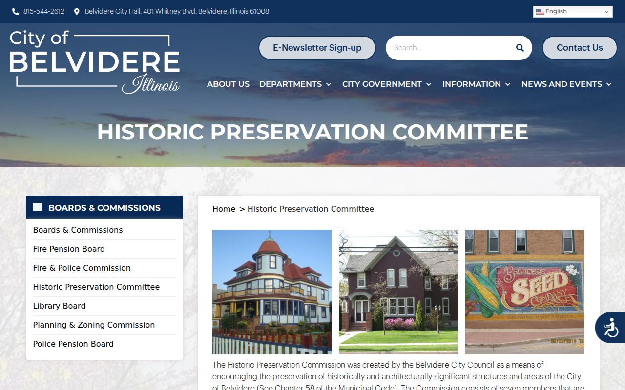 Belvidere neighbors Historic Preservation Committee records