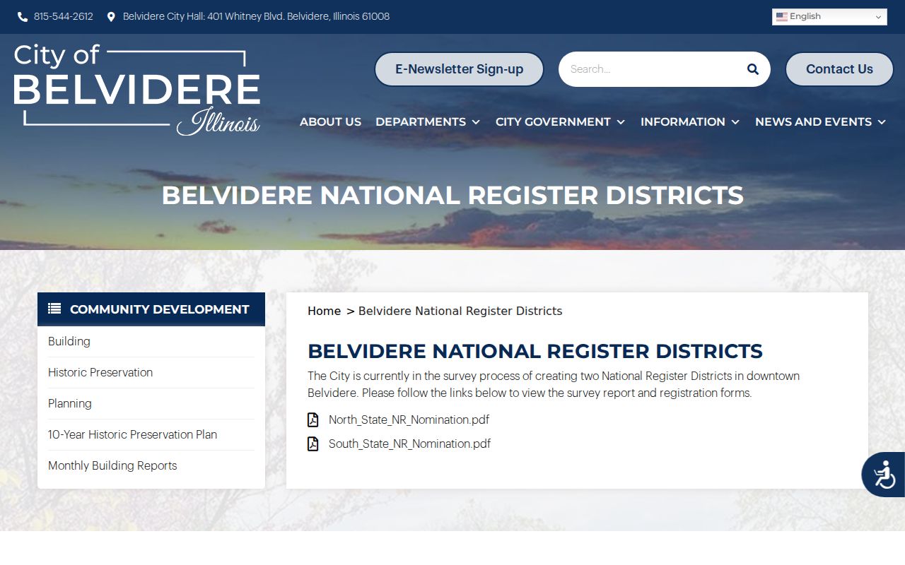 Belvidere neighbors National Register district geography
