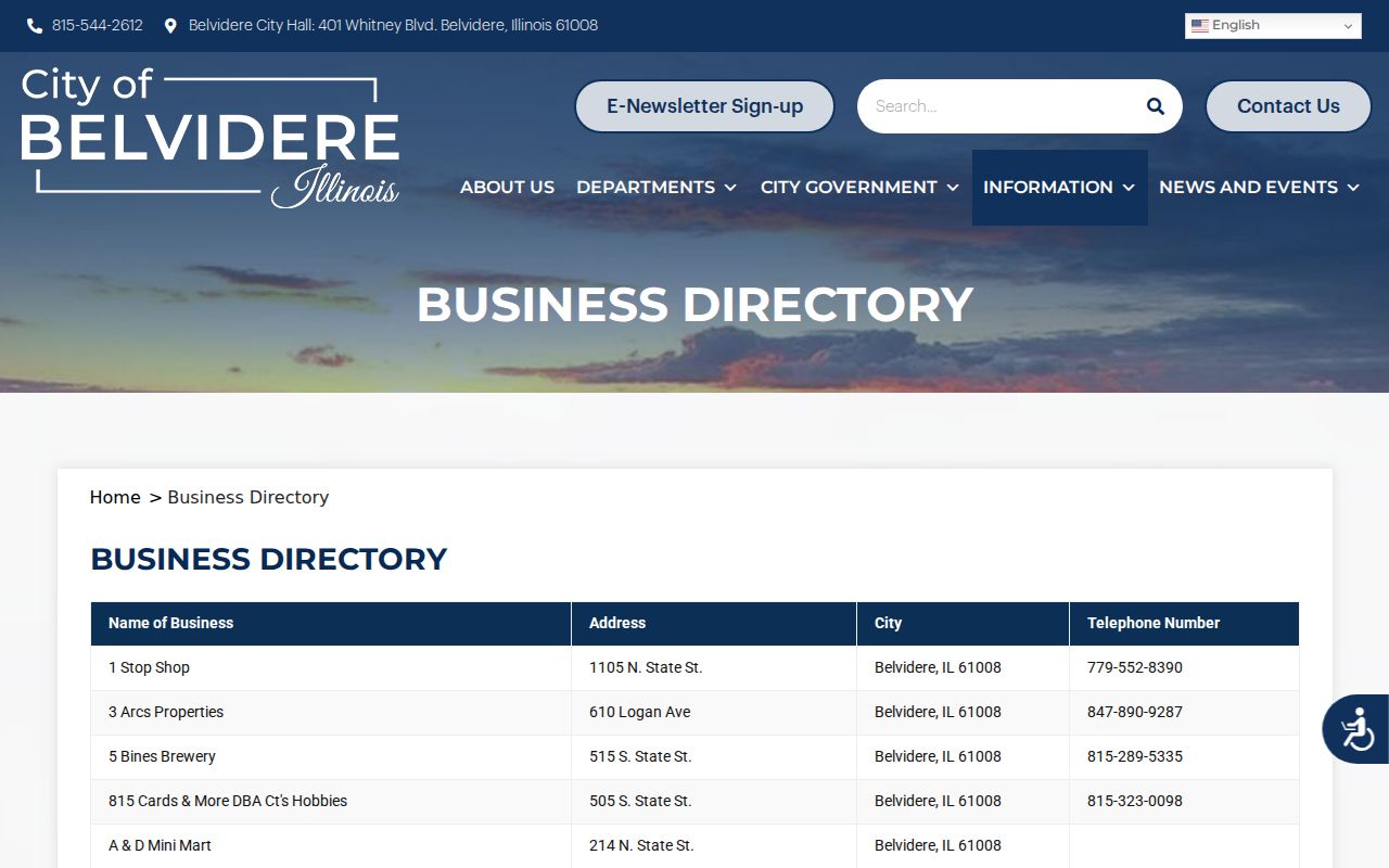 Belvidere resident lookup city business directory