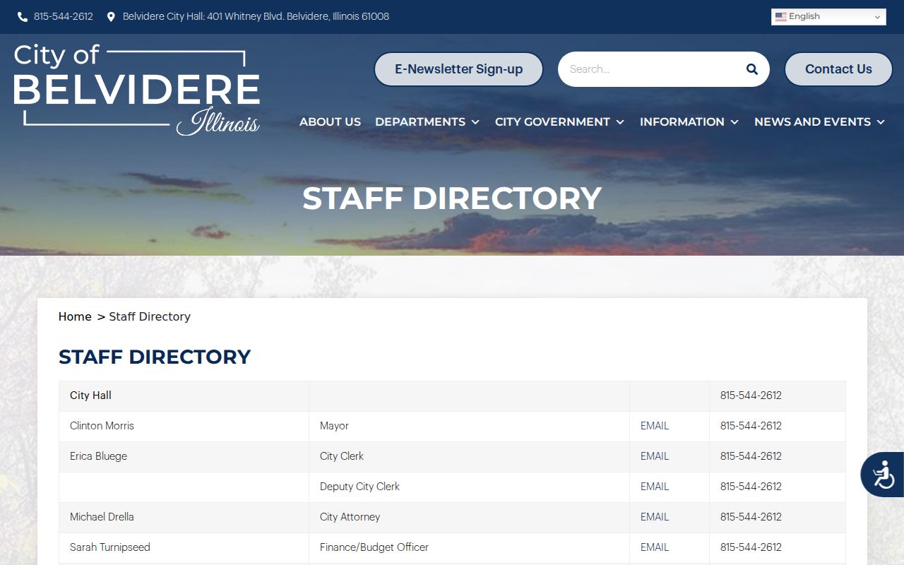 Belvidere resident lookup municipal staff directory